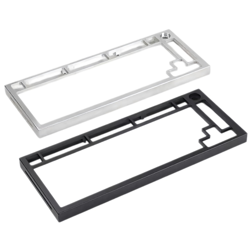 Custom CNC machined aluminum frame components with detailed internal structures and precision finishing