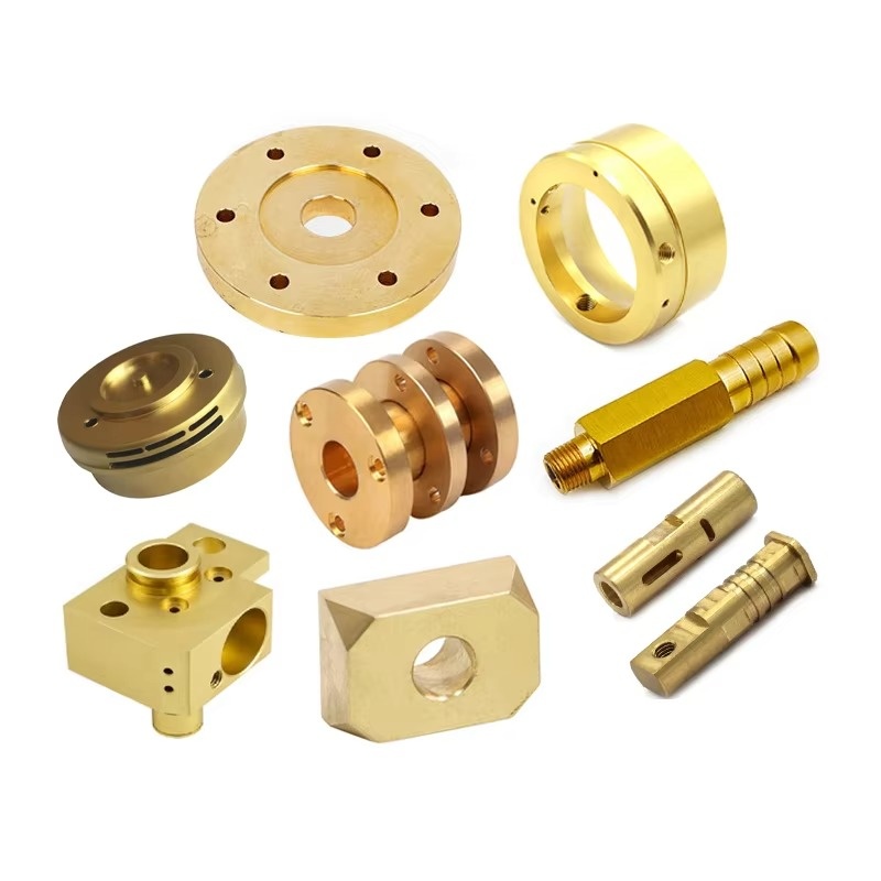 Custom CNC machined brass components with precision holes, threads and complex geometries