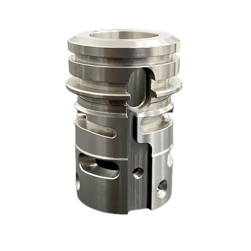 Complex CNC machined metal component with multi-axis milling and turning features