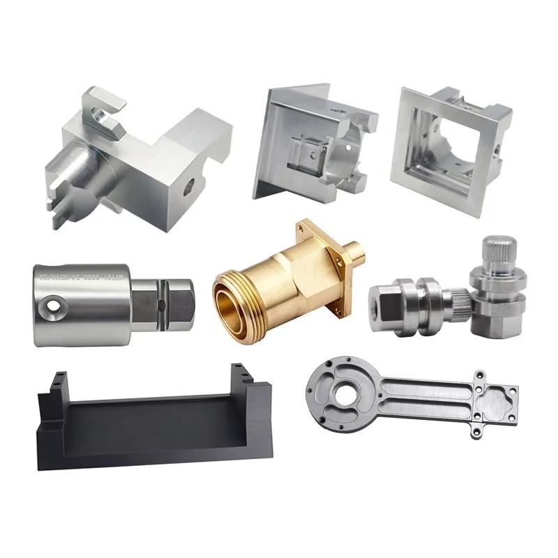 Custom CNC machined metal parts including aluminum, brass and stainless steel components with complex structures